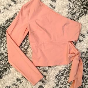Theory coral one shoulder blouse